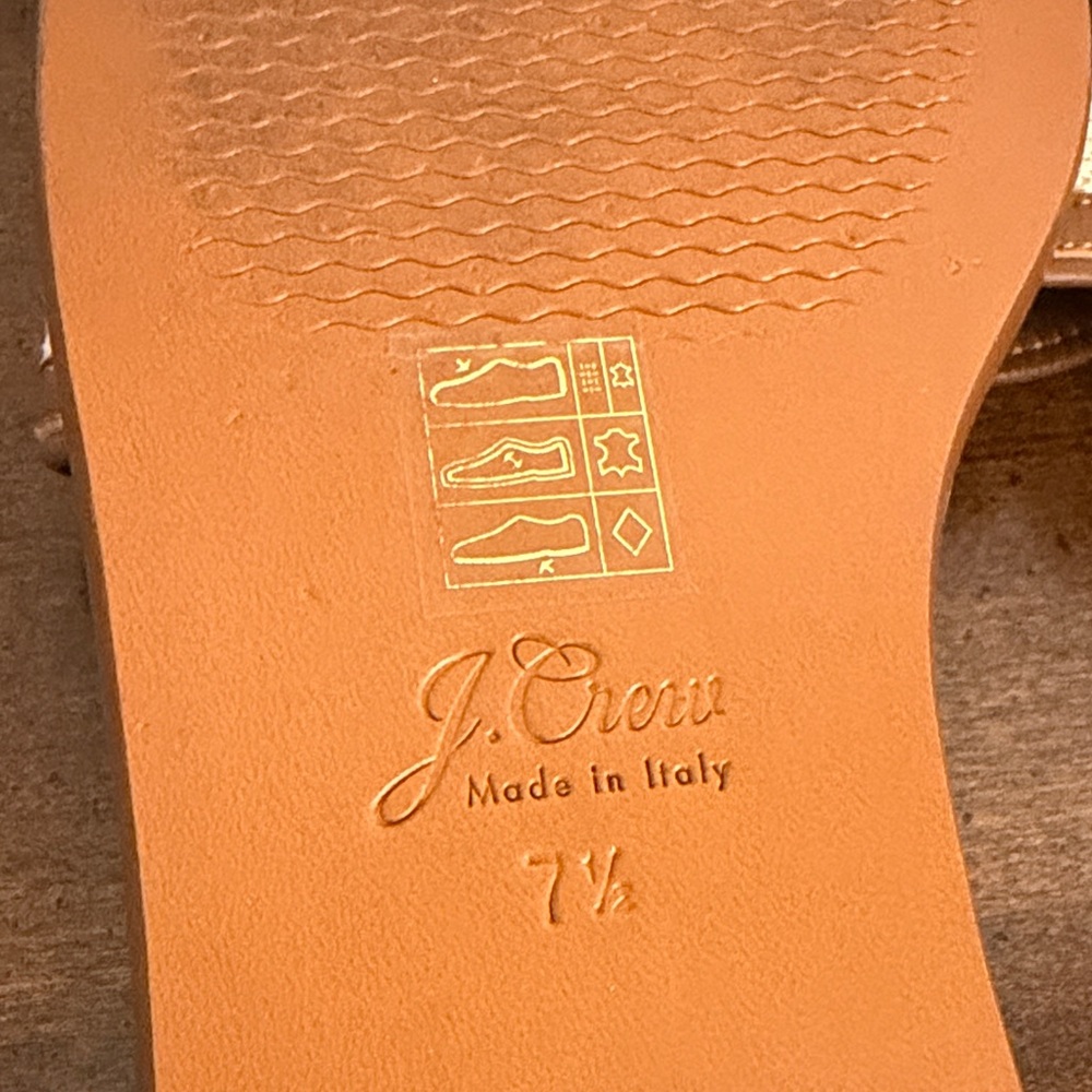 JCrew Elegant Slide sandals in Rich Oak canvas and leather 7.5 - Picture 8 of 9